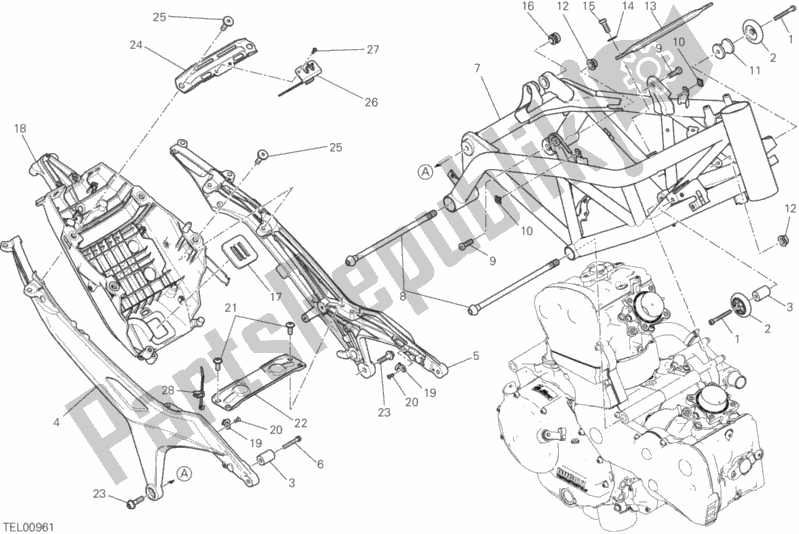 Tutte le parti per il Telaio del Ducati Hypermotard Hyperstrada 939 USA 2016